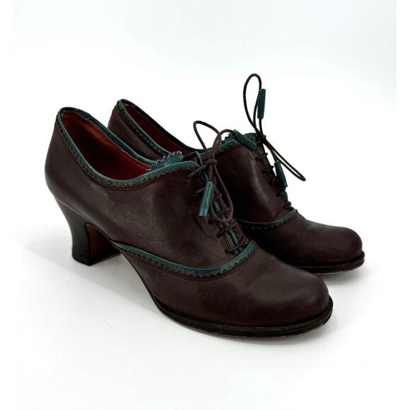 Audley London Shoes - Audrey London Shoes Leather Size 7.5 Heels Oxford Retro Lace Up Swing Dance Fun